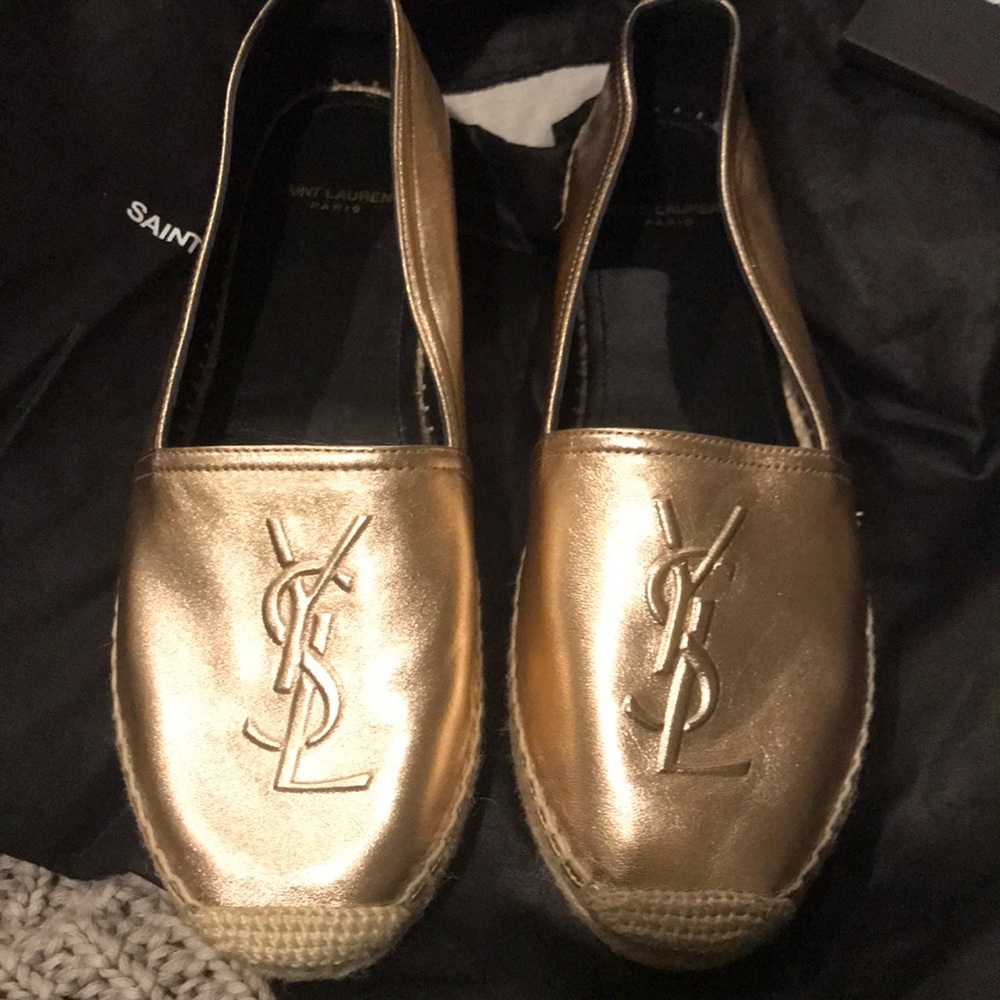 Yves Saint Laurent espadrille silky metal blush